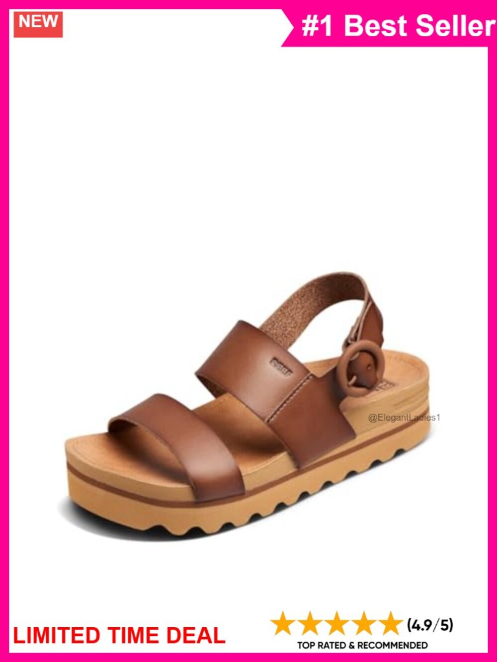 Vista Hi Buckle Platform Sandal Vegan Leather Slides Arch Support